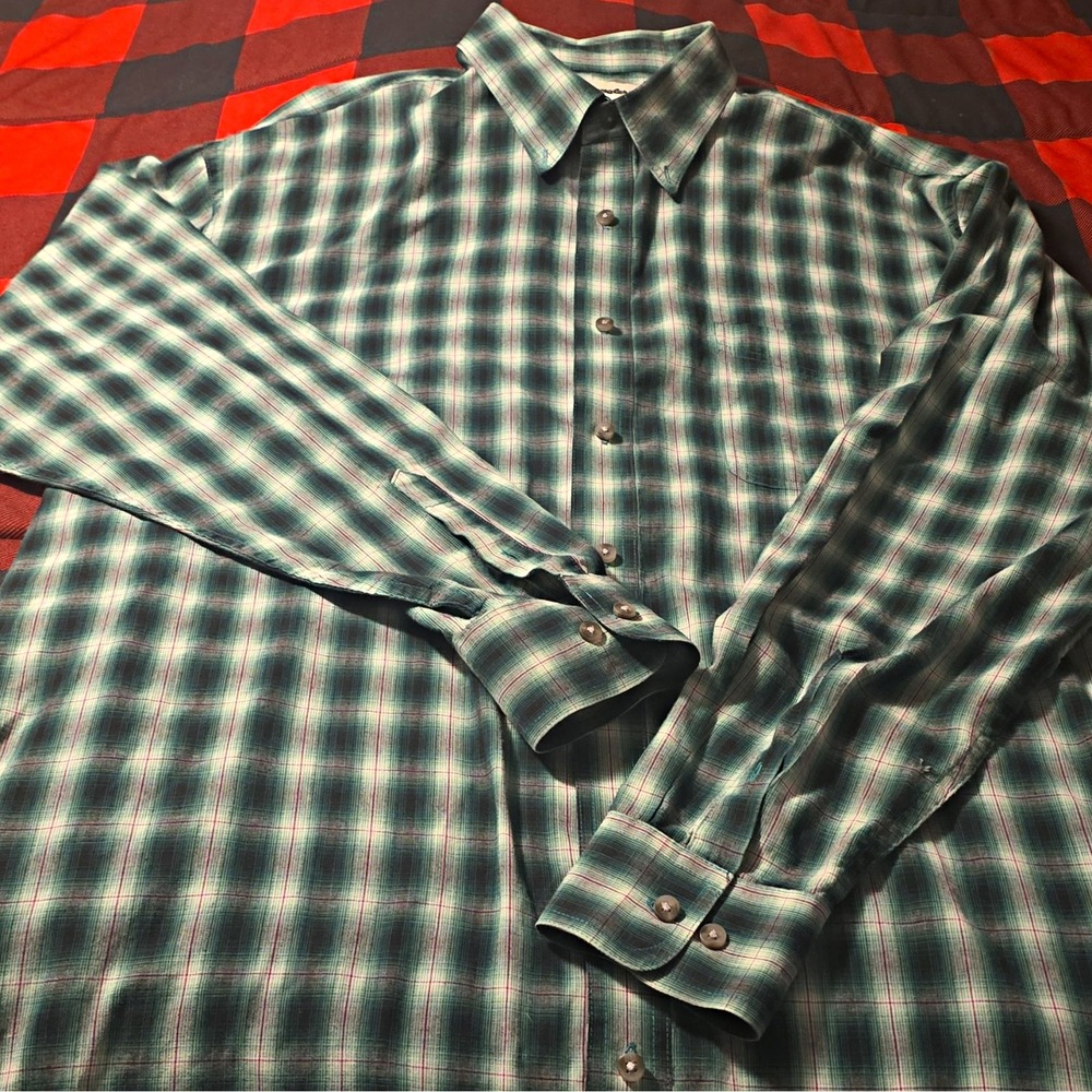 Wrangler Riata Green/Pink Plaid Long Sleeve Button-Up 2XLT Pockets READ